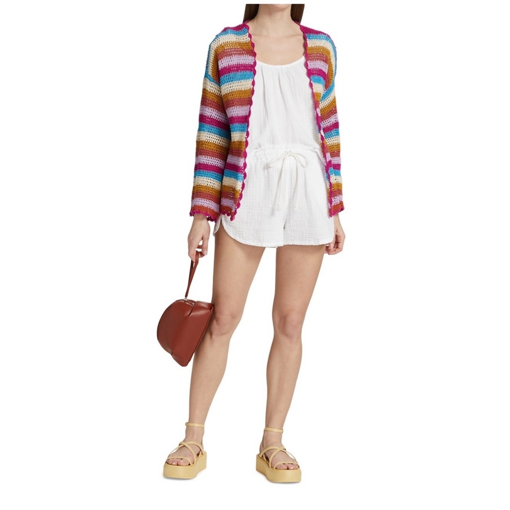 New Xirena Carsyn Colorful Crocheted Cotton Boho Cardigan